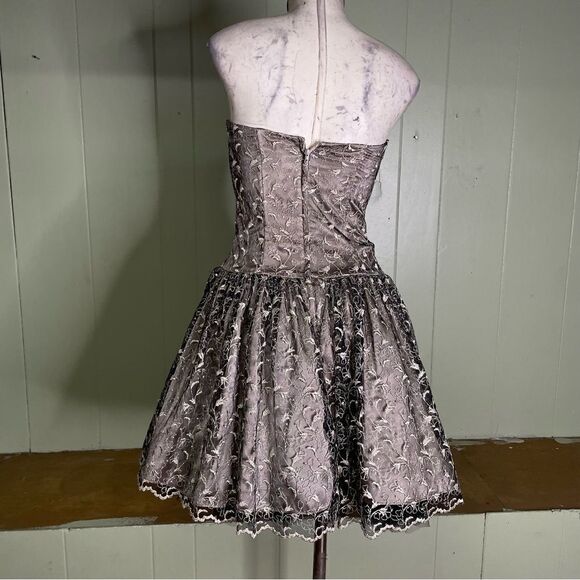 Vintage Y2K 90s Jessica McClintock Straples Basque Drop Waist Mini Dress Lace 6 - Picture 5 of 11